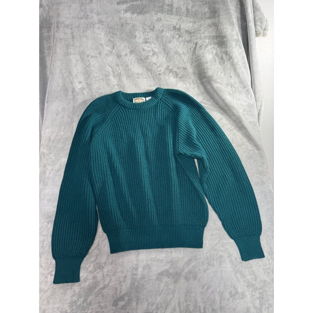 Midwest Traders Teal Ribbed Knit Acrylic Sweater L